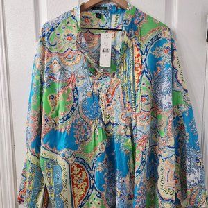 WOMENS 3X LAUREN RALPH LAUREN MULTI-COLOR PAISLEY TUNIC (BUNDLE AND SAVE)